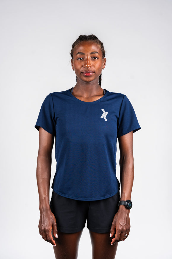 t-shirt running femme bleu marine made in france