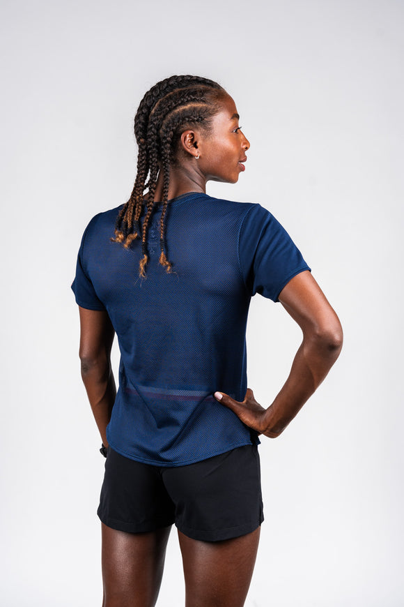 t-shirt running femme bleu marine made in france