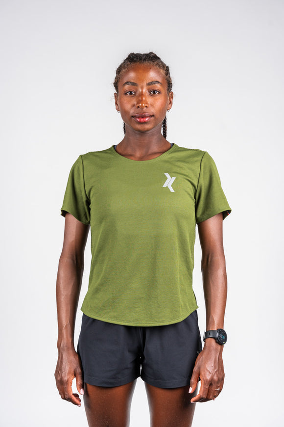 t-shirt running femme kaki made in france
